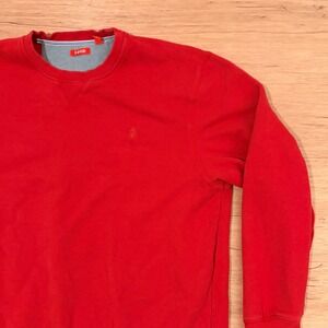 IZOD Mens Red Crewneck Sweatshirt XL Fleece Lined Pullover 4588431 2012